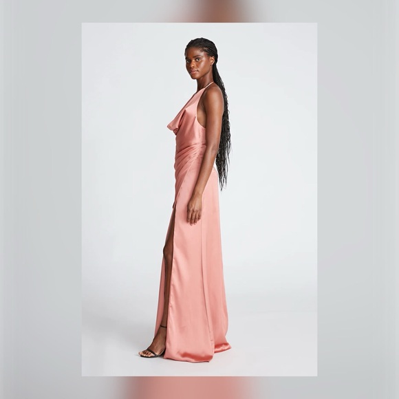 HALSTON Sutton Gown In Liquid Satin - Picture 2 of 2